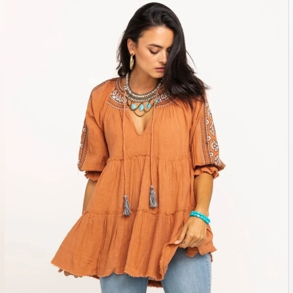 Free People Tops - Free People Dreamweaver Embroidered Tunic